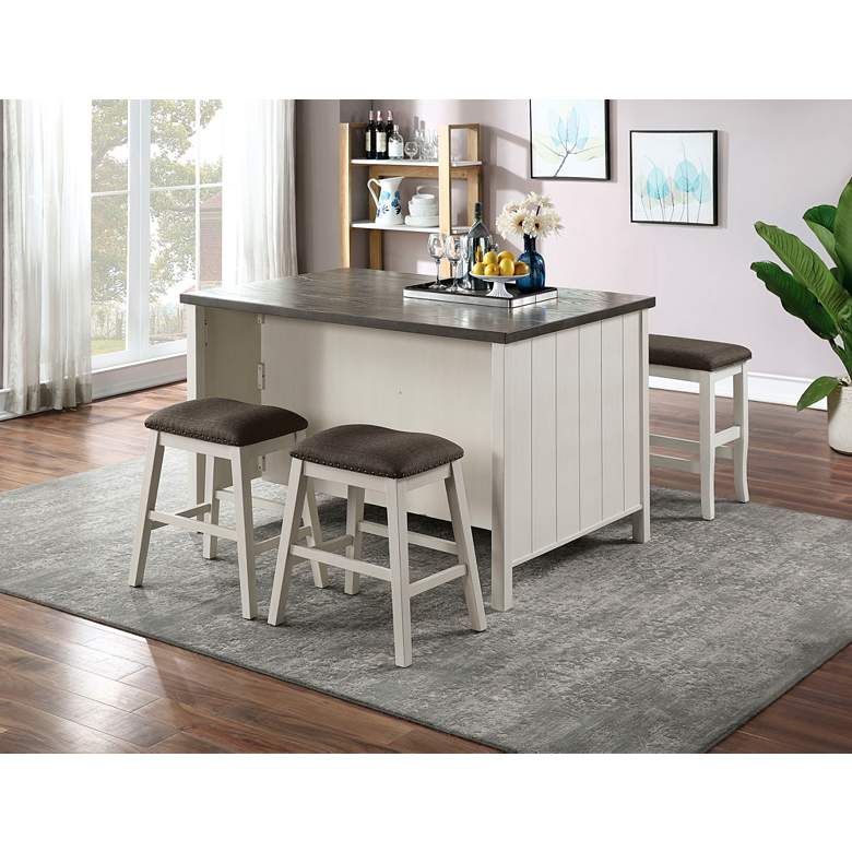 Image 1 Wayelon 24 1/2" Dark Gray Fabric Counter Stools Set of 2 in scene