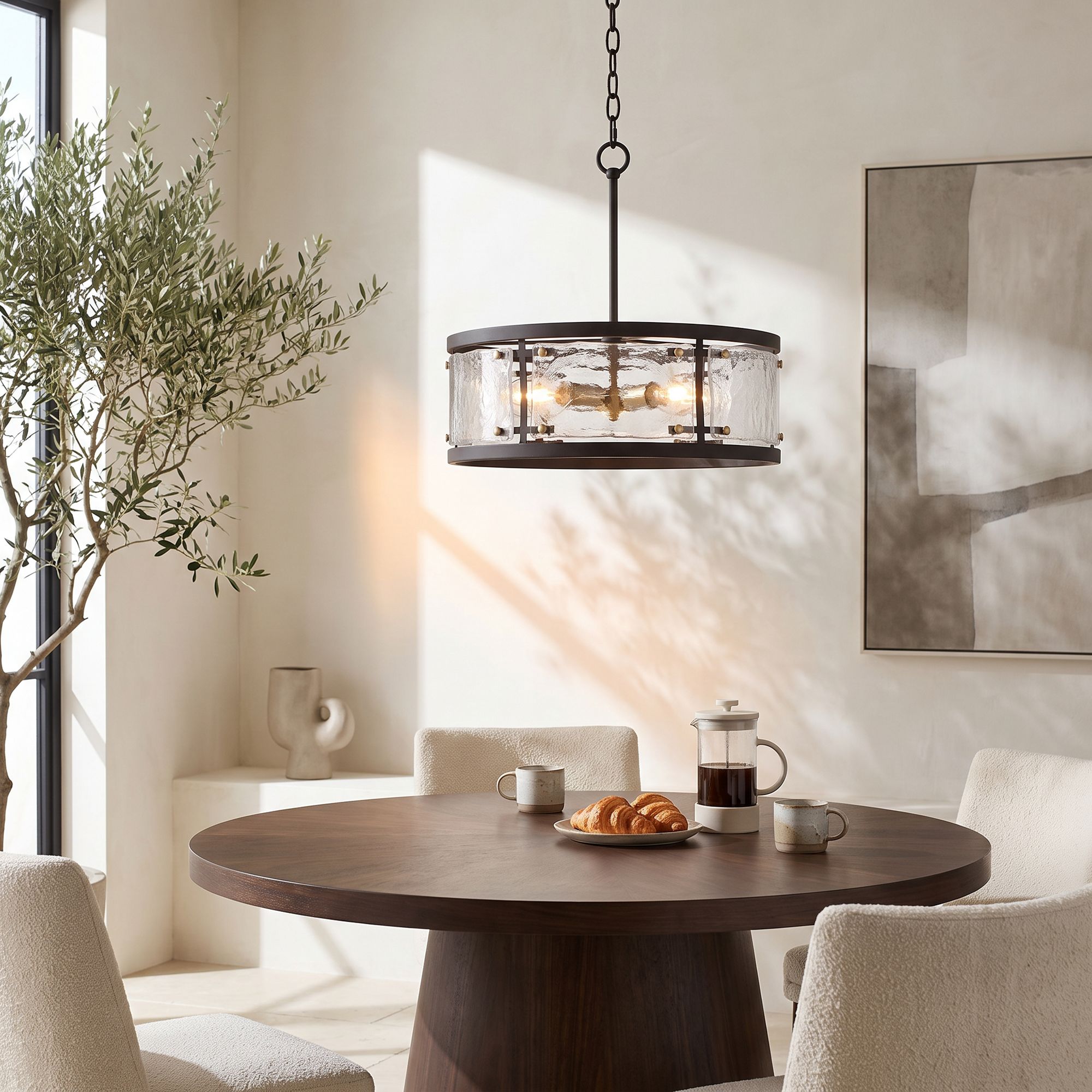 Watch A Video About the Possini Euro Campanelli Bronze and Brass Drum Pendant Light
