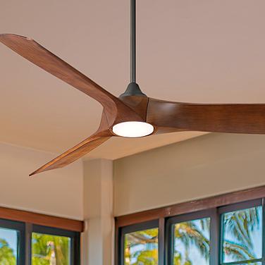 54" Casa Vieja Kona Wind Matte Black & Dark Walnut LED Ceiling Fan