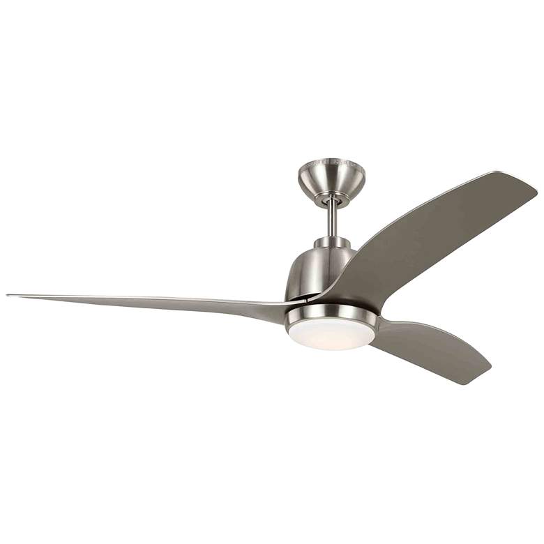 Image 1 54" Avila Brushed Steel Damp Rated LED Ceiling Fan with Remote
