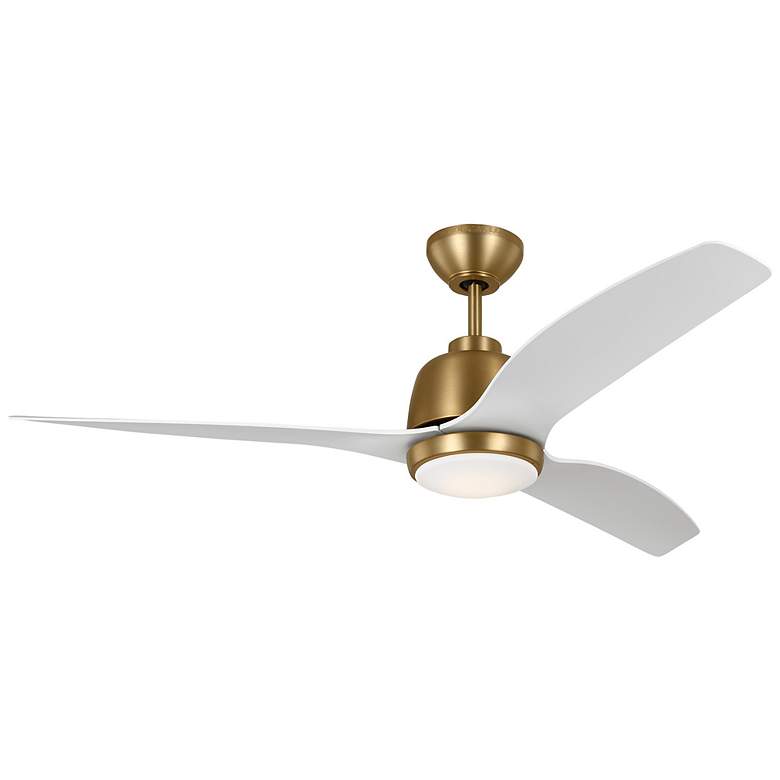 Image 1 54" Avila Satin Brass LED Ceiling Fan w/ Matte White Blades