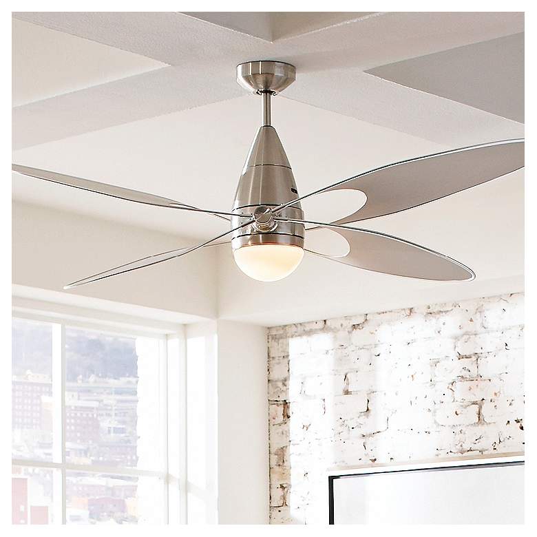 54&quot; Butterfly Brushed Steel Damp Rated Fan with Remote