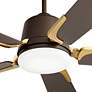54" Casa Vieja Desteny Bronze Soft Brass LED Ceiling Fan with Remote