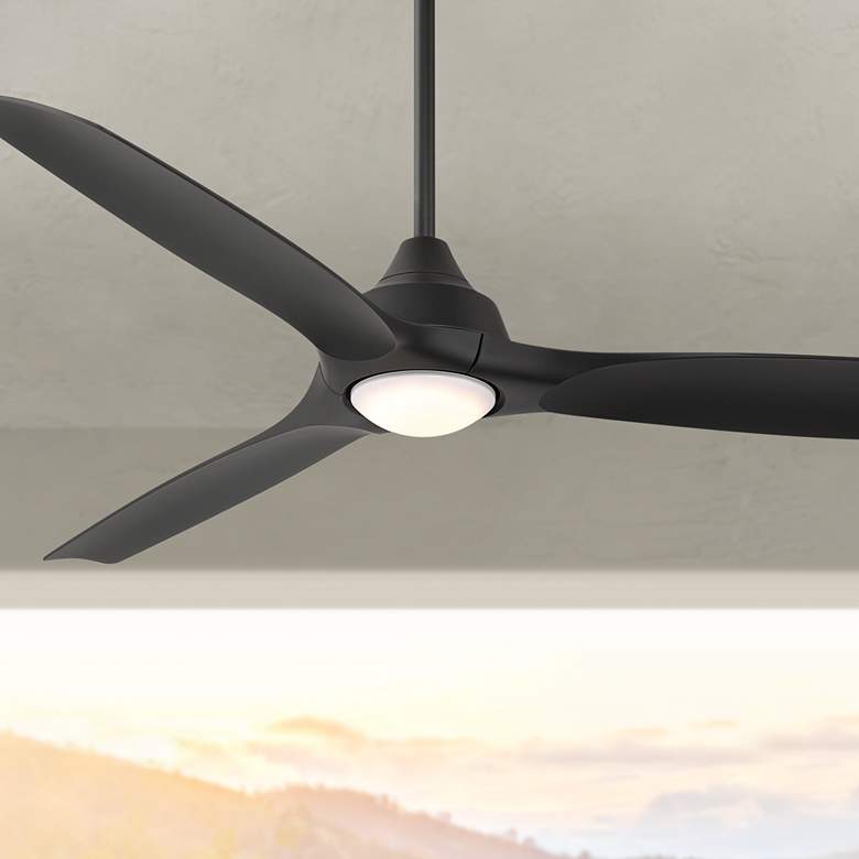 Image 1 54" Casa Vieja Hermosa Wind Matte Black LED Damp Ceiling Fan