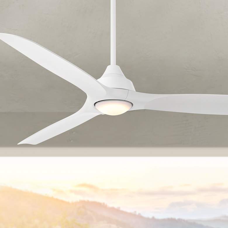 Image 2 54" Casa Vieja Hermosa Wind Matte White LED Damp Ceiling Fan