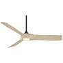 3_54" Casa Vieja Kona Wind Matte Black and White Oak LED Ceiling Fan