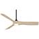 54" Casa Vieja Kona Wind Matte Black and White Oak LED Ceiling Fan