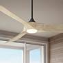 2_54" Casa Vieja Kona Wind Matte Black and White Oak LED Ceiling Fan