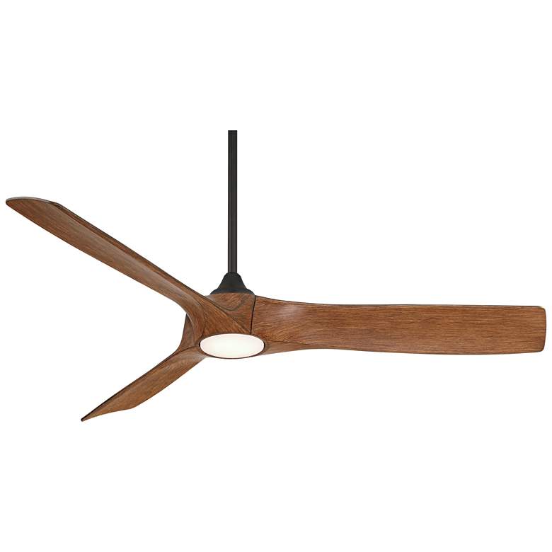 Image 2 54" Casa Vieja Kona Wind Matte Black Koa LED DC Damp Ceiling Fan