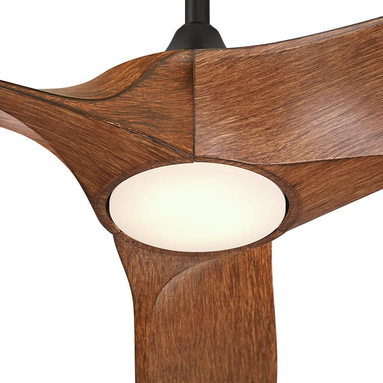 Image 3 54" Casa Vieja Kona Wind Matte Black Koa LED DC Damp Ceiling Fan more views