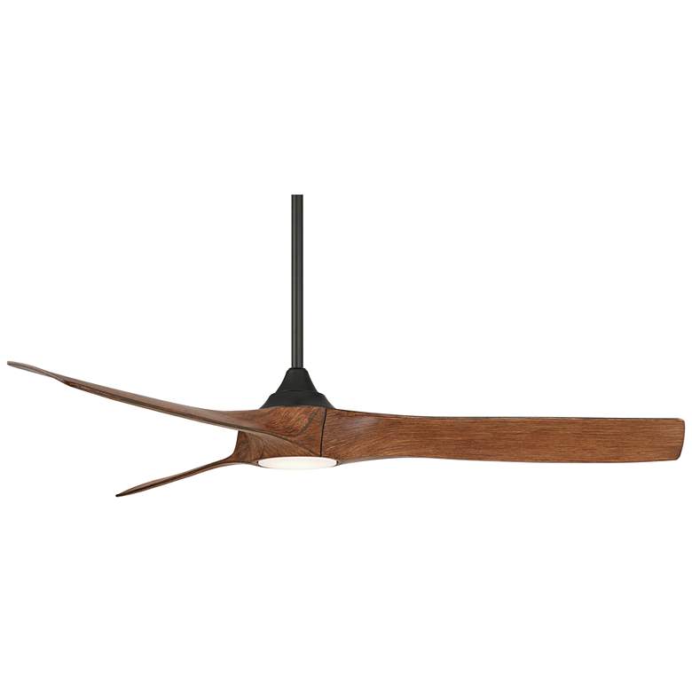 Image 5 54" Casa Vieja Kona Wind Matte Black Koa LED DC Damp Ceiling Fan more views