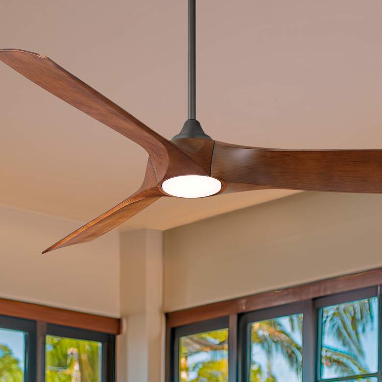 Image 1 54" Casa Vieja Kona Wind Matte Black LED DC Damp Ceiling Fan