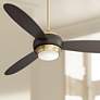 54" Casa Vieja Lynx Brass and Bronze Modern LED Fan with Remote