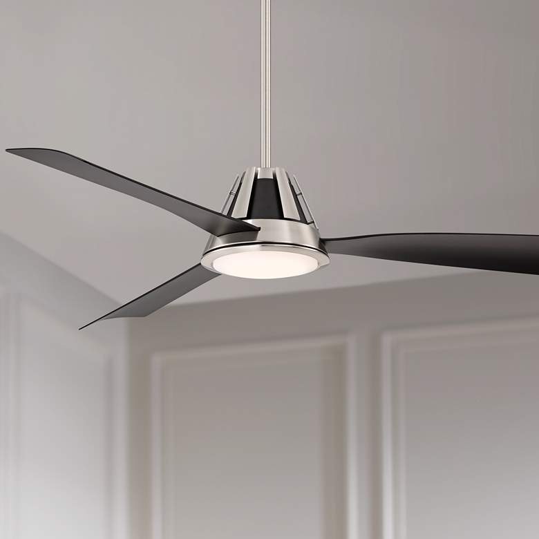 Image 1 54" Casa Vieja Sienna Breeze Damp LED Nickel Ceiling Fan with Remote