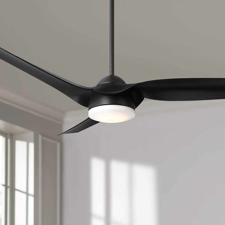 Image 1 54" Casa Vieja Sierra Matte Black Damp LED Ceiling Fan with Remote
