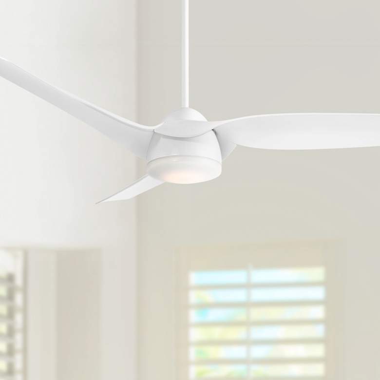 Image 1 54" Casa Vieja Sierra White Damp LED Ceiling Fan with Remote