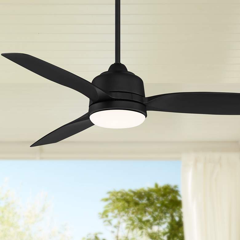 Image 1 54 inch Casa Vieja Tres Aurora Black Wet Location LED Fan with Remote