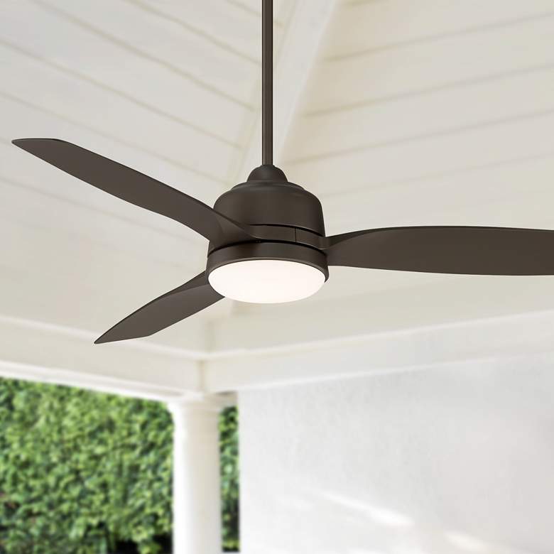 Image 1 54 inch Casa Vieja Tres Aurora Bronze Wet LED Ceiling Fan with Remote