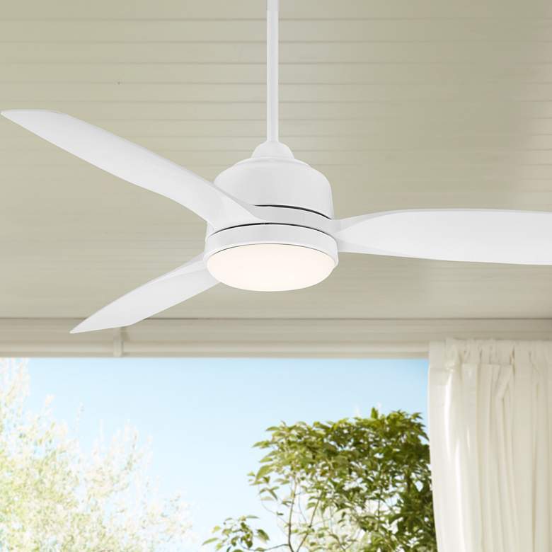 Image 1 54" Casa Vieja Tres Aurora White Wet Rated LED Ceiling Fan with Remote