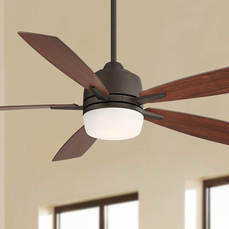 Image 1 54" Casa Vieja Vanquish Bronze Walnut Oak LED Ceiling Fan