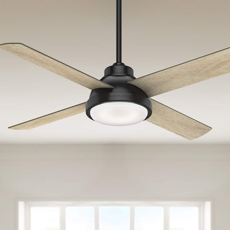 Image 1 54 inch Casablanca Levitt Matte Black LED Ceiling Fan with Wall Control