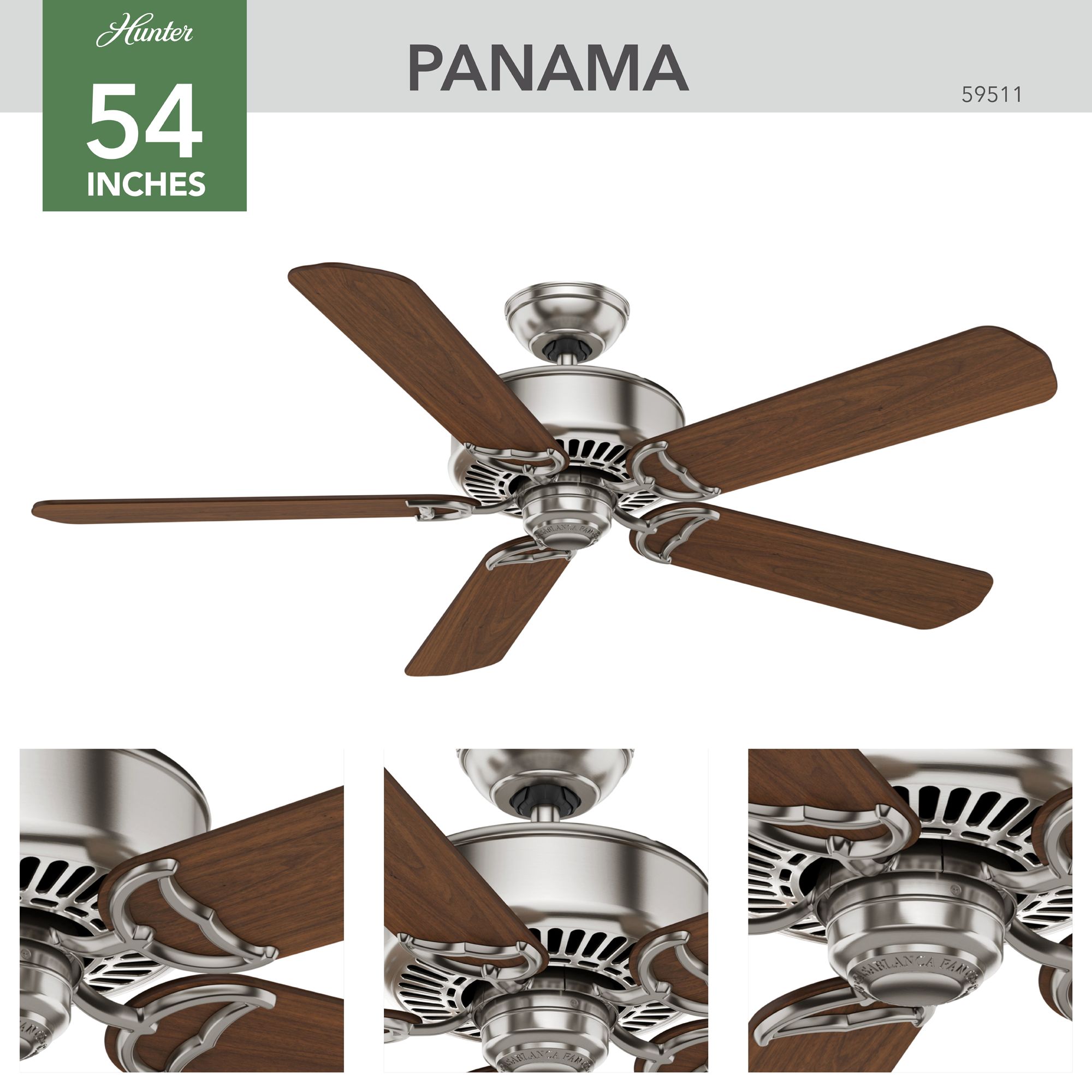 Image 7 54" Casablanca Panama DC Nickel Ceiling Fan with Remote more views