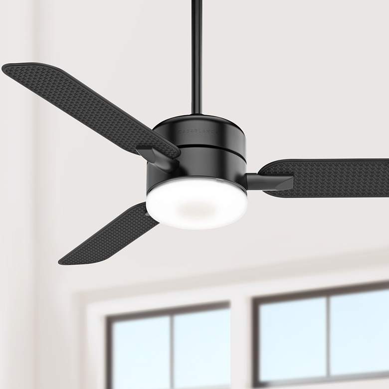 Image 1 54" Casablanca Paume Matte Black LED Outdoor Fan with Wall Control