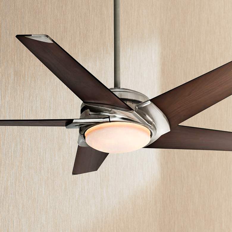 Image 1 54 inch Casablanca Stealth Nickel Walnut Finish LED Ceiling Fan