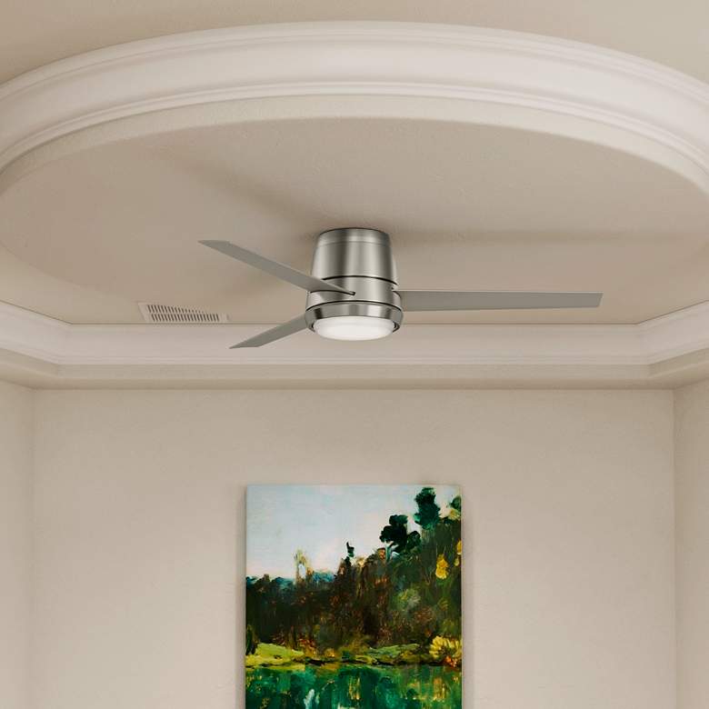 54&quot; Commodus Brushed Nickel LED Hugger Ceiling Fan with Wall Control more views