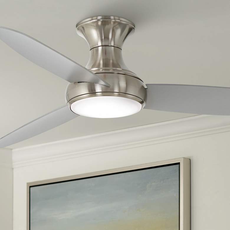 Image 1 54 inch Concept III Brushed Nickel Hugger Wet Rated LED Smart Ceiling Fan