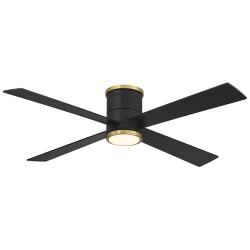 54" Falco Flush Coal Black and Soft Brass LED Ceiling Fan