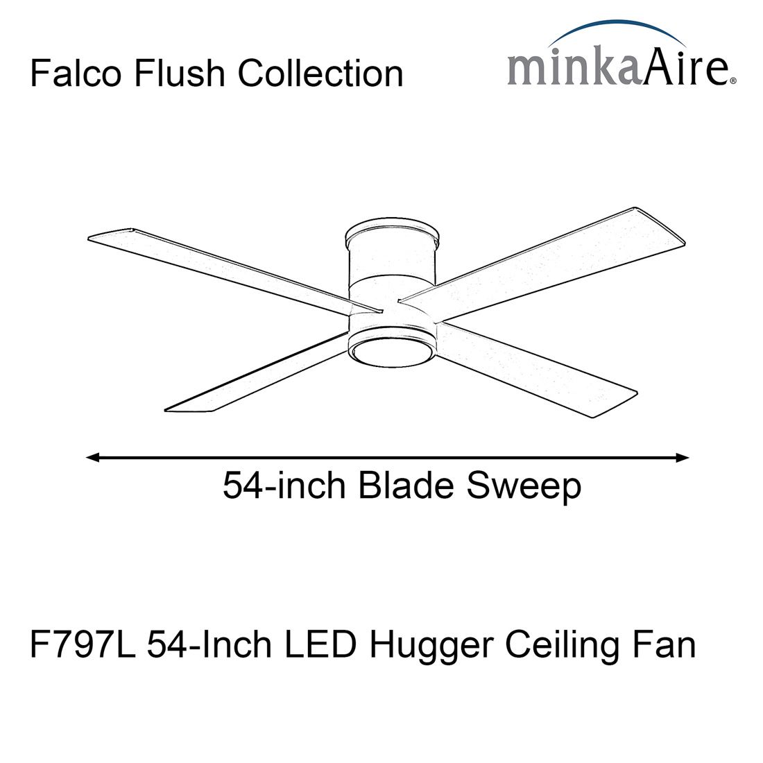 54" Falco Flush Coal Black and Soft Brass LED Ceiling Fan