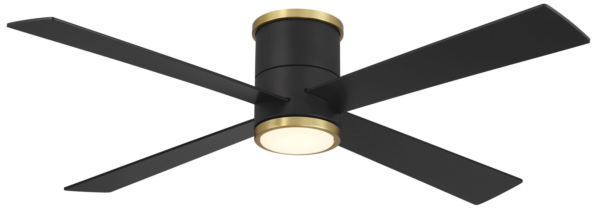 54" Falco Flush Coal Black and Soft Brass LED Ceiling Fan
