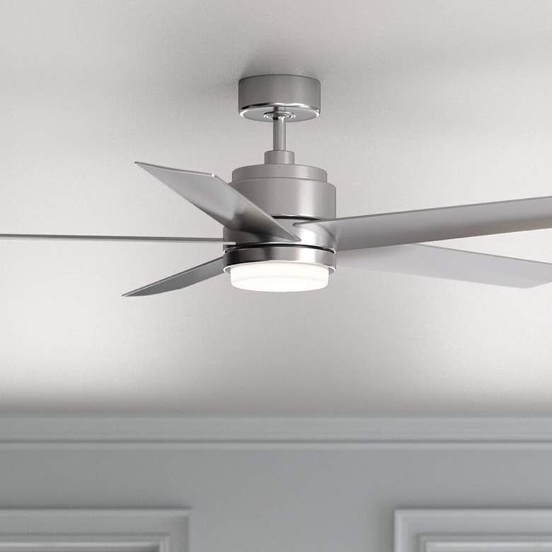 Image 1 54" Hinkley Tier Brushed Nickel LED Outdoor Ceiling Fan with Remote