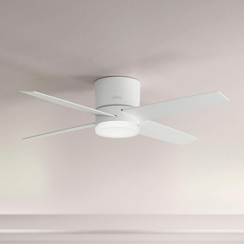 Image 1 54" Hunter Advocate White Finish LED Hugger Smart Ceiling Fan