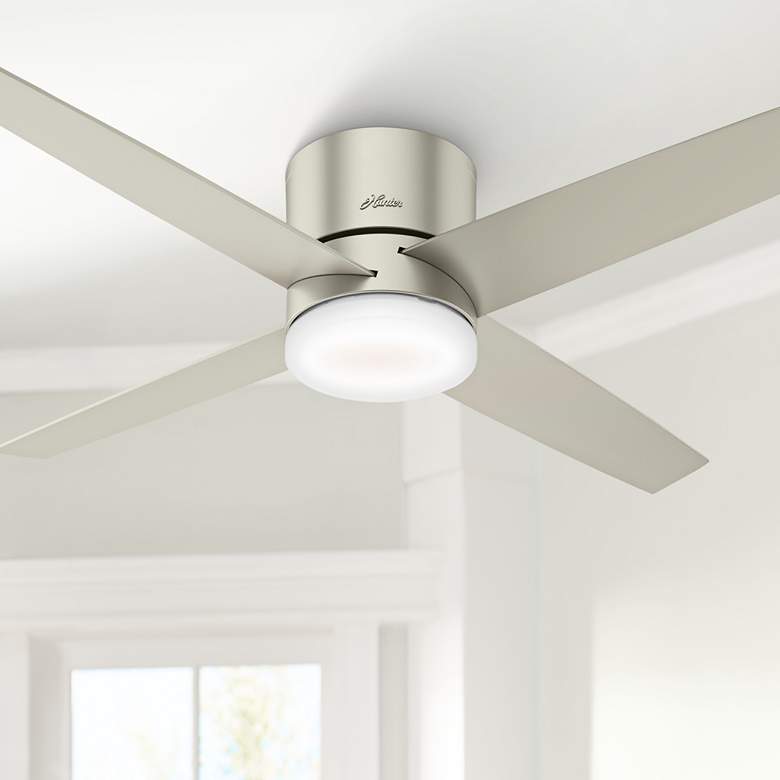 Image 1 54 inch Hunter Advocate WiFi Matte Nickel LED Hugger Ceiling Fan