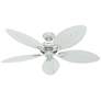 54" Hunter Bayview White Damp Rated Ceiling Fan with Pull Chain