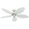 54" Hunter Bayview White Finish Damp Rated Pull Chain Ceiling Fan