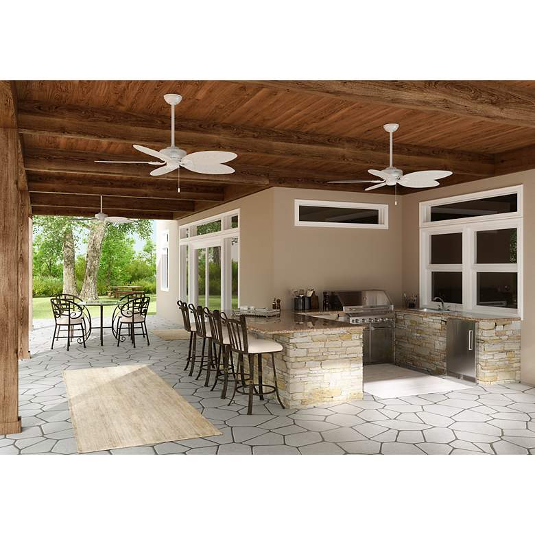 Image 4 54" Hunter Bayview White Finish Damp Rated Pull Chain Ceiling Fan more views