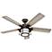 54" Hunter Key Biscayne Onyx Bengal Outdoor LED Pull Chain Ceiling Fan