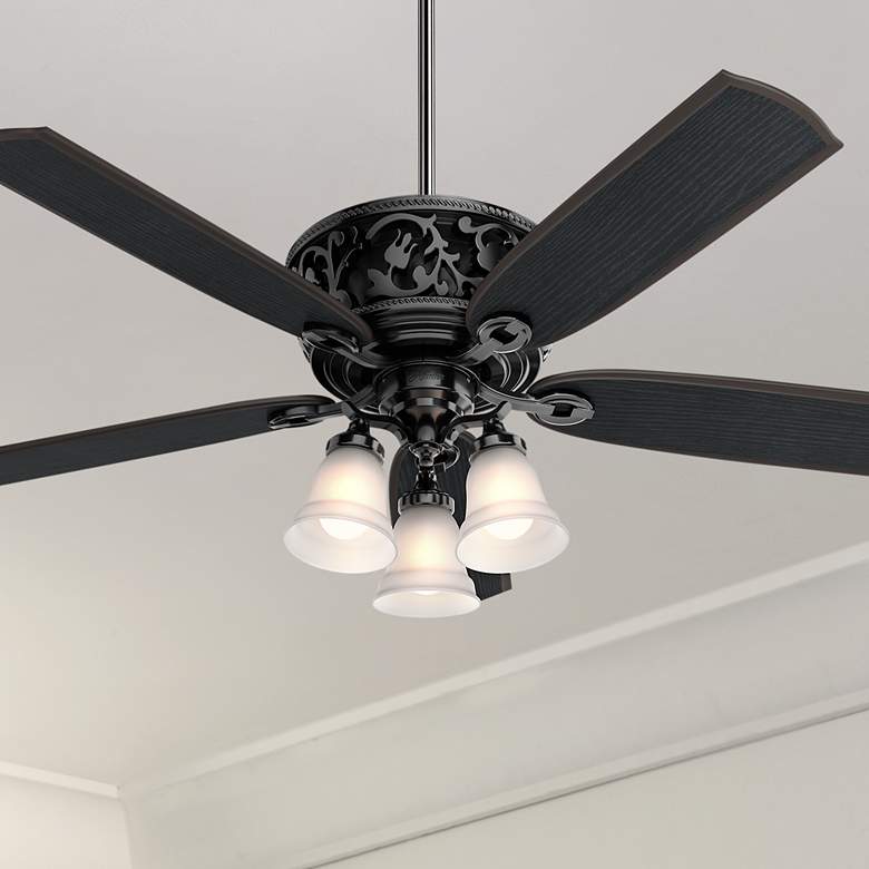 Image 1 54 inch Hunter Promenade Gloss Black LED Indoor Ceiling Fan with Remote