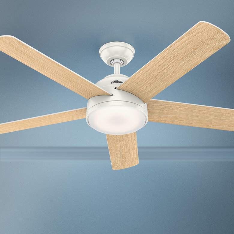 Image 1 54" Hunter Romulus Wifi Fresh White LED Ceiling Fan with Remote