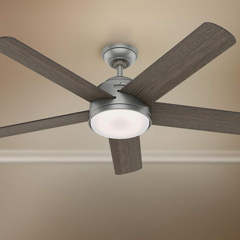 Image 1 54 inch Hunter Romulus WiFi Matte Silver LED Ceiling Fan with Remote