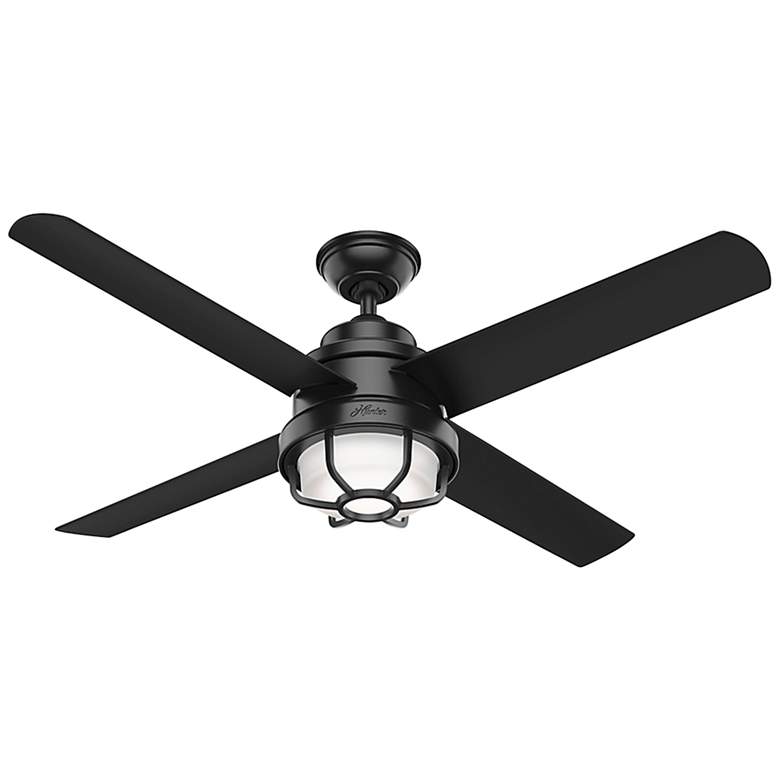 Image 2 54 inch Hunter Searow Black WeatherMax Wet Rated LED Fan with Wall Control