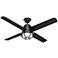54" Hunter Searow Black WeatherMax Wet Rated LED Fan with Wall Control