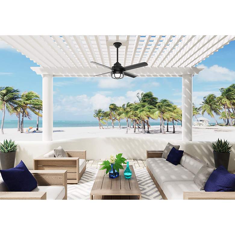 Image 6 54" Hunter Searow Black WeatherMax Wet Rated LED Fan with Wall Control more views