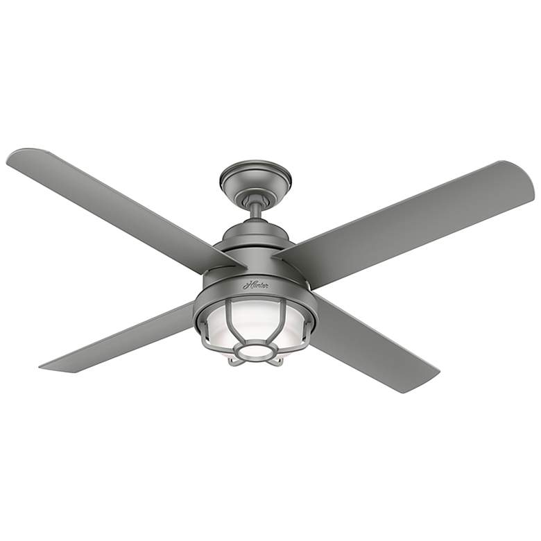 Image 2 54" Hunter Searow Silver WeatherMax Wet Rated Fan with Wall Control