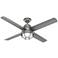 54" Hunter Searow Silver WeatherMax Wet Rated Fan with Wall Control