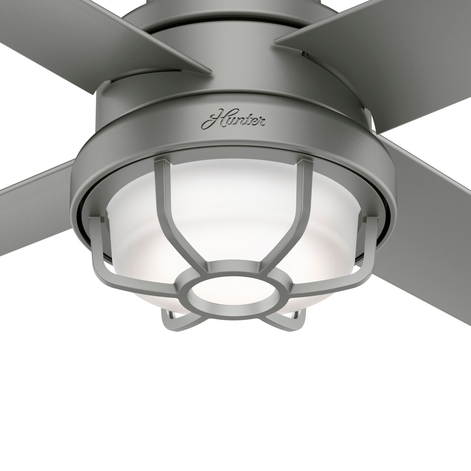 54" Hunter Searow Silver WeatherMax Wet Rated Fan with Wall Control