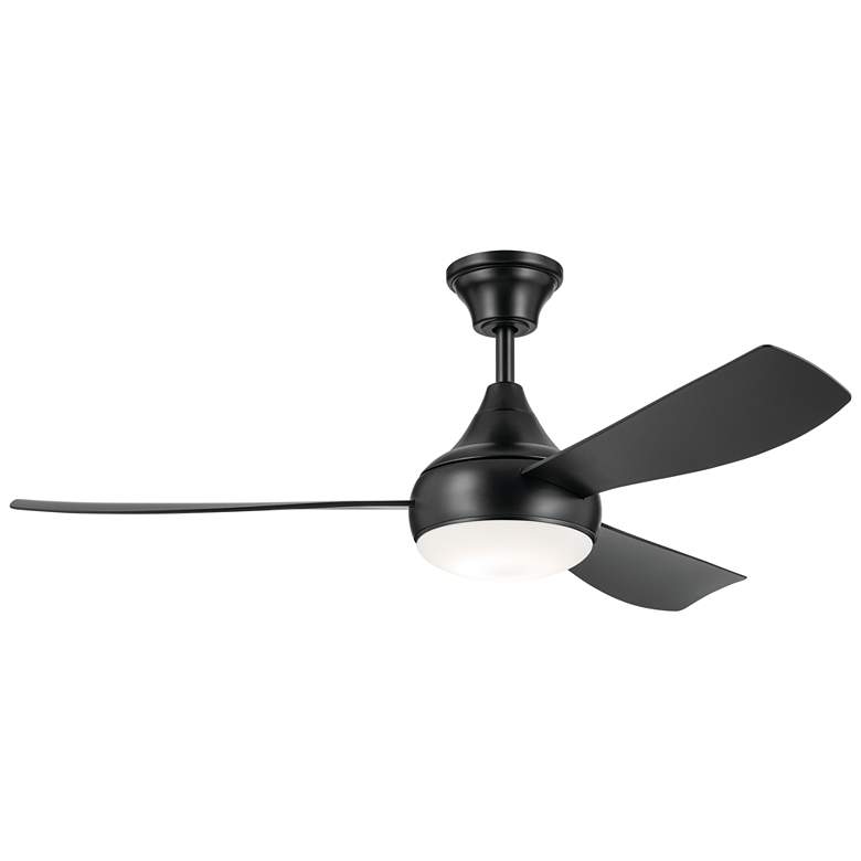 Image 1 54 inch Kichler Ample Satin Black LED Outdoor Ceiling Fan with Remote